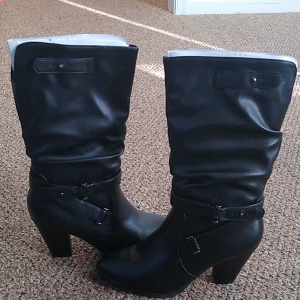 Black boot with a heel
